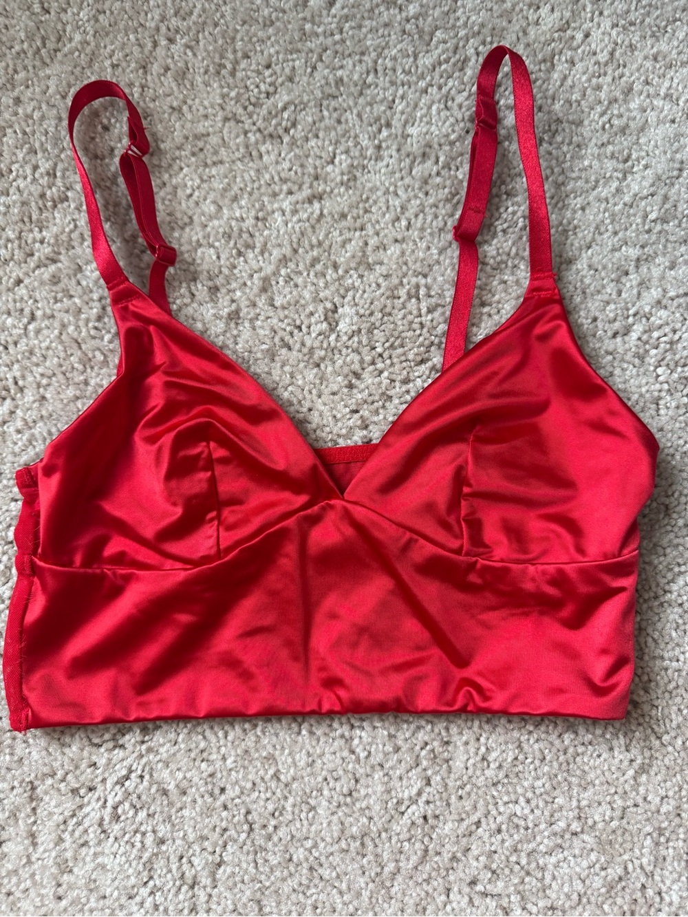Auden Red Satin Bralette with Adjustable Straps